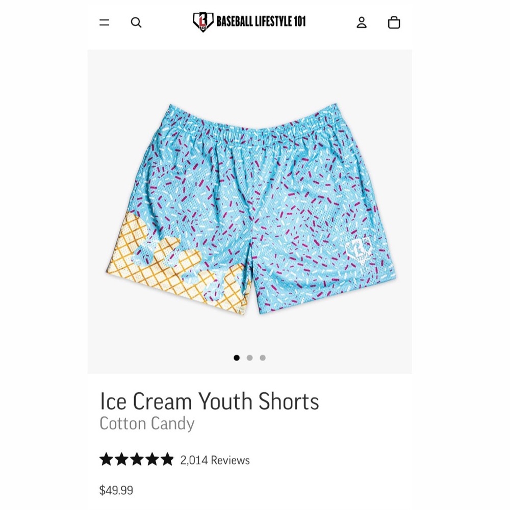 Baseball Lifestyle 101 Ice Cream Shorts - Cotton Candy